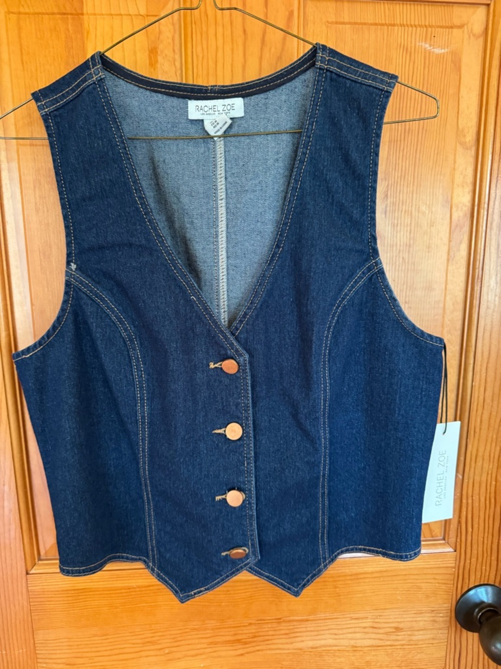 Rachel Zoe front button denim vest NWT